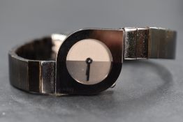 A lady's Rado Diastar ceramic wrist watch model no: 150 04723 having a plain asymmetric face on an