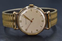 A gent's 1950's 9ct gold Jaeger Le Coultre manual wind wrist watch, movement no: P478/C, also