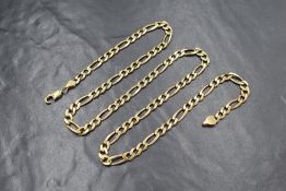A 9ct gold 24' figaro link chain, clasp broken, approx 29g