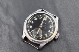 A WWII Timor stainless steel British military-issued Dirty Dozen manual wound wristwatch having a