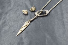 A silver Lyradale Fixed Lariat Necklace by Emma Thompson for Aurora Orkney Jewellery, with 9ct