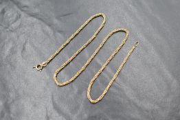 A 9ct gold rope link chain, with broken clasp, marked 375, 40cm, 5.7g