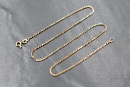 A 9ct gold 15' snake link chain, approx 2.8g