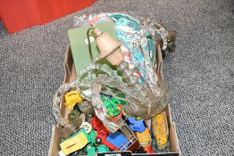 A miscellaneous selection of items including a small selection of playworn toy cars, a perspex
