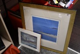 After Lesley Charnock (South African Contemporary) Print on canvas, a coastal scene with