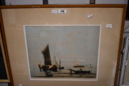 After William Van de Velde (Dutch 1633-1707) and Albert Galain (20th Century) Mezzotint 'Boats at