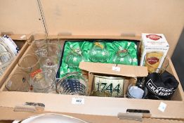 Of Breweriana interest, a quantity of advertising pint glasses and tankards, to feature a 2002 set