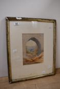 A 19th Century architectural study, depicting a stone arch, unsigned or attributed, within card