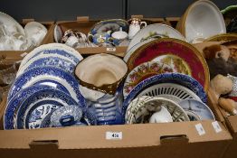 A selection of blue and white wares to include a large Copeland Spode 'Italian' bowl, a selection of
