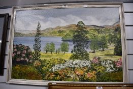 *Local Interest* Mary Edmondson (British 20th Century) Oil on board 'Coniston from Brantwood', a