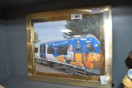 Rob Burrow CBE Photograph, Class 195 Diesel Multiple Unit decorated with Rob Burrow, framed and