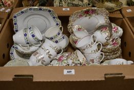 A collection of assorted part tea services including Royal Standard 'Festival Rose' (20), Foley