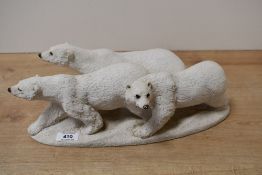 A Polar Bear trio resin study from the Animal Classics collection, slight paint deterioration to two