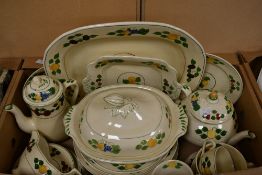 A Royal Adams Ivory Titian Ware part tea/dinner service having an ivory ground with hand painted