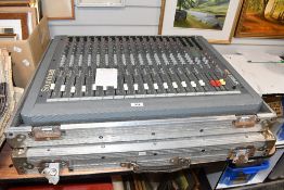 A Soundcraft Spirit Live 16 channel mixing desk, with purpose built flight case, sold with multicore