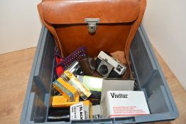 A selection of photographic items including Kodak Easy Share C530, a Kodak Instamatic 25, light