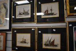 After Edward William Cooke (British 1811-1880) A collection of four 19th Century hand colourised