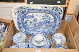 A selection of 19th-century to early 20th blue and white transferwares, to feature a quantity of