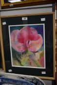 *Local Interest* Brenda Inston (British Contemporary) Oil pastel 'Flower Study', in vibrant pink,