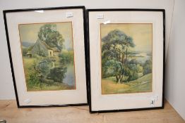 A pair of prints entitled Kenneth Castle-Loch Ken and Leonard Stanley-Leicestershire both after