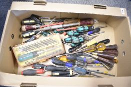 A large selection of various screwdrivers