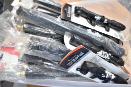 A box of various bike pumps
