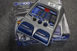 A Digitech RP100 modelling guitar processor, with original box