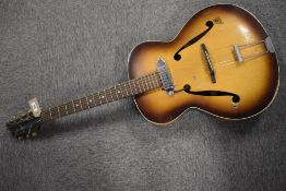 A vintage Framus Capri archtop guitar, with pickup fitted