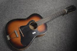 A vintage Framus twelve string acoustic guitar, model 51019, serial number 53198
