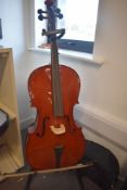 A Student Cello labelled Stentor, includes case and bow (not stand)