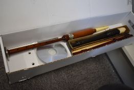 A traditional bagpipe chanter sold together with tutor book and two recorders, one being Dolmetsch