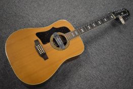 An Ibanez left handed twelve string guitar having retro fitted D6 Armond pickup