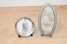 A late 19th to early 20th-century Silver circular frame, marked for Birmingham and with a white