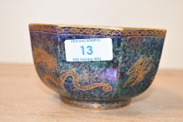 A early 20th-century Wedgwood Fairyland porcelain lustre dragon bowl after Daisy Makeing-Jones (