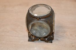 A fine 19th-century French ormolu jewellery box, of spherical form, featuring filigree metal
