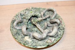 A fine late 19th-century Portuguese José Alves Cunha (active c. 1860–1885) Palissy majolica