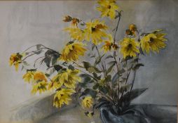 A 20th Century watercolour, depicting a bloom of yellow flowers, unsigned or attributed, within a
