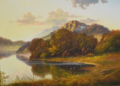 Andrew Grant Kurtis (British Contemporary) Oil on canvas 'Autumn in the Highlands', a detailed