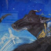 After Kate Leiper (Scottish Contemporary) Silkscreen 'Captain Ahab's Navigator', a bejewelled canine
