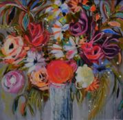 After Nina Ramos (American Contemporary) Lithograph 'Blooming Sunshine I', a vibrant floral still