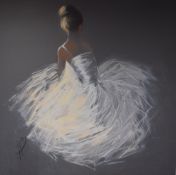 A Contemporary print on canvas, a study of a ballerina, facsimile signature indistinct lower left,