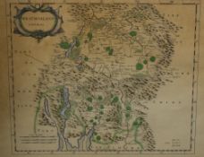 After Robert Morden (British 1650 - 1703) A hand colourised map depicting the historic county of