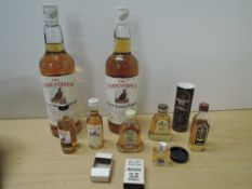 Various Whisky, Famous Grouse 1970's 70 prof 26 2/3 fl oz, 1980's 40% 75cl, later 40% 50ml and 40%