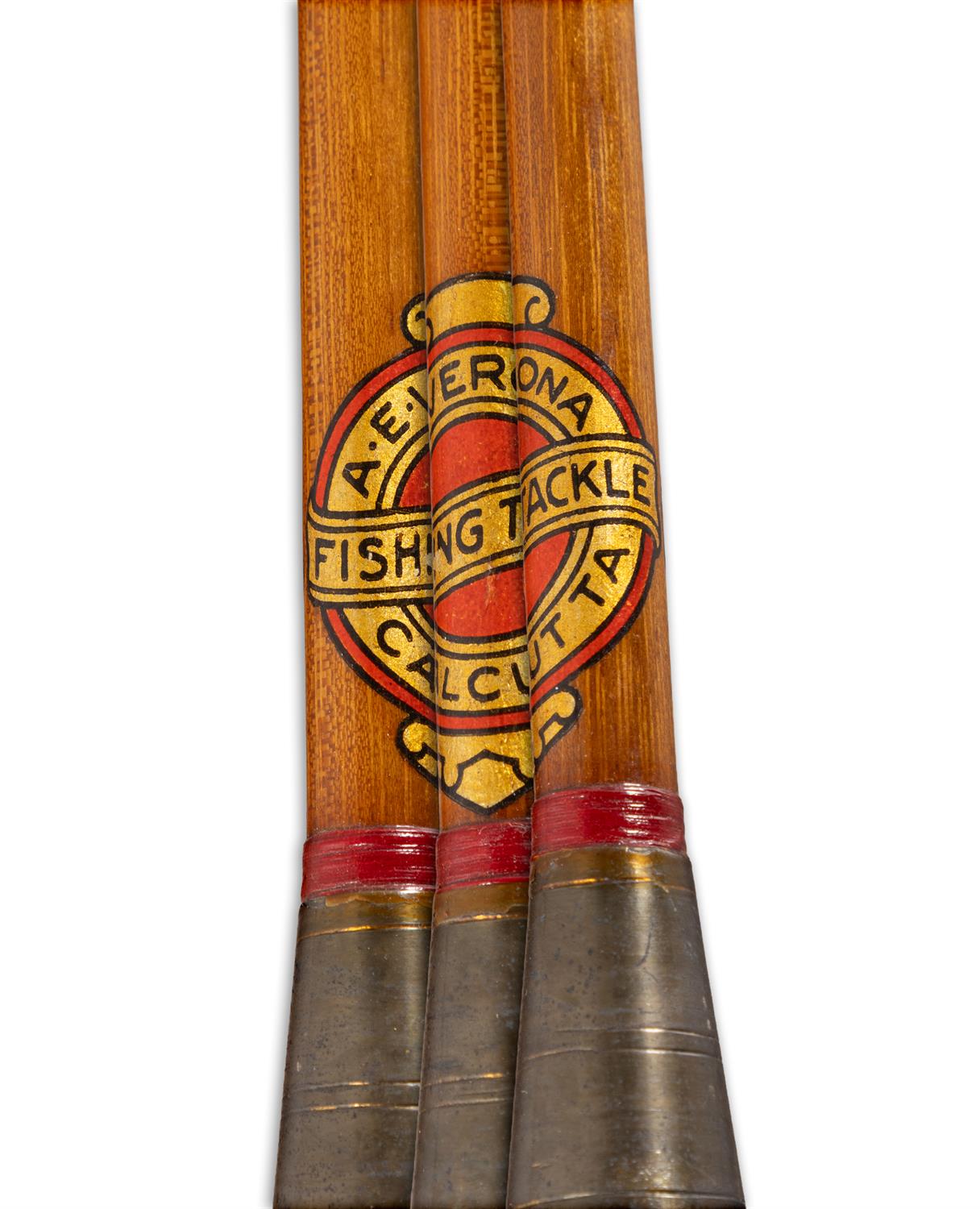 A VINTAGE FOUR PIECE 'SPLIT CANE' FISHING ROD BY A.E VERONA, CALCUTTA fitted with cork handle, - Image 3 of 8