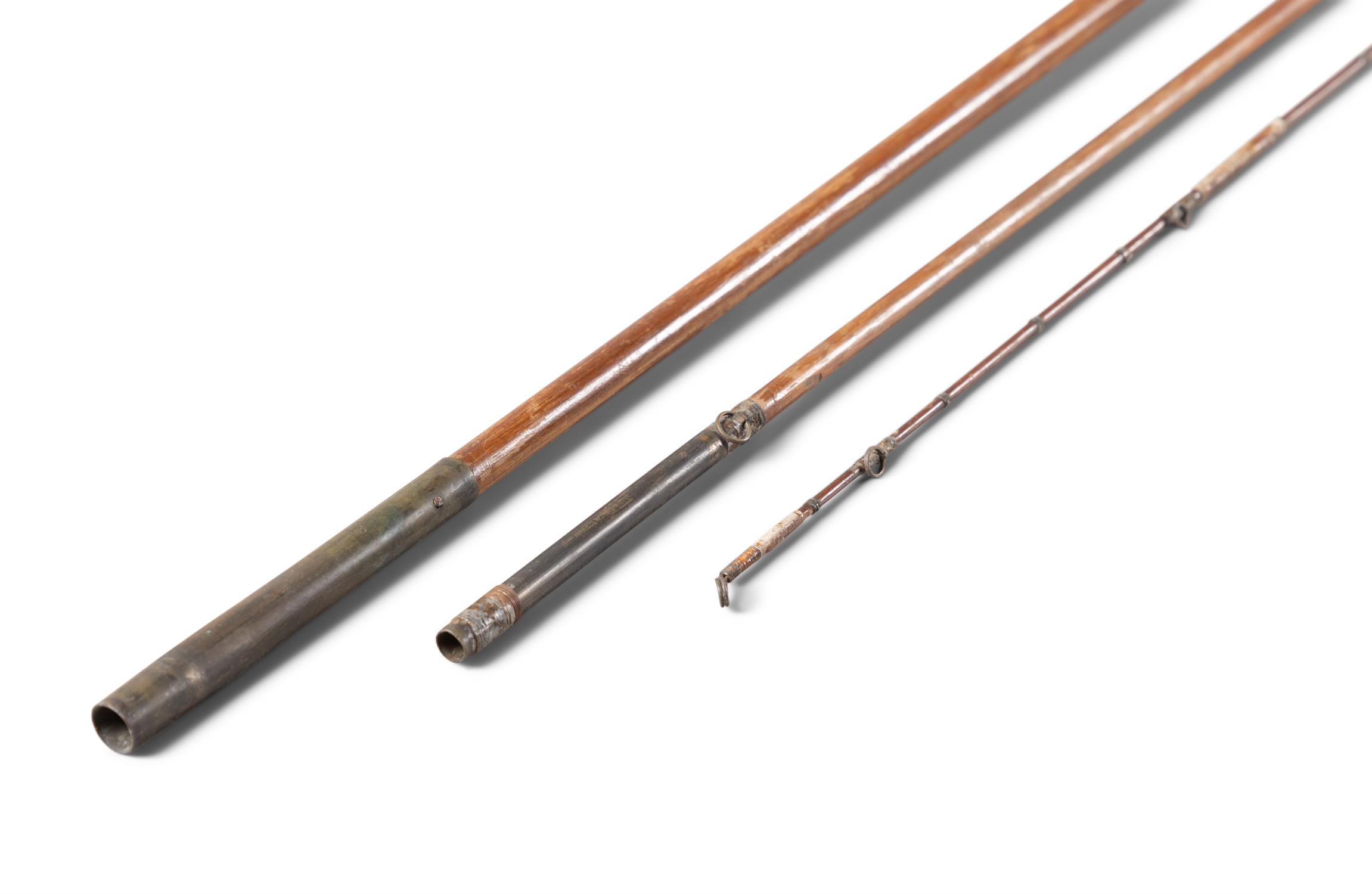 A VINTAGE FOUR PIECE 'SPLIT CANE' FISHING ROD BY A.E VERONA, CALCUTTA fitted with cork handle, - Image 8 of 8