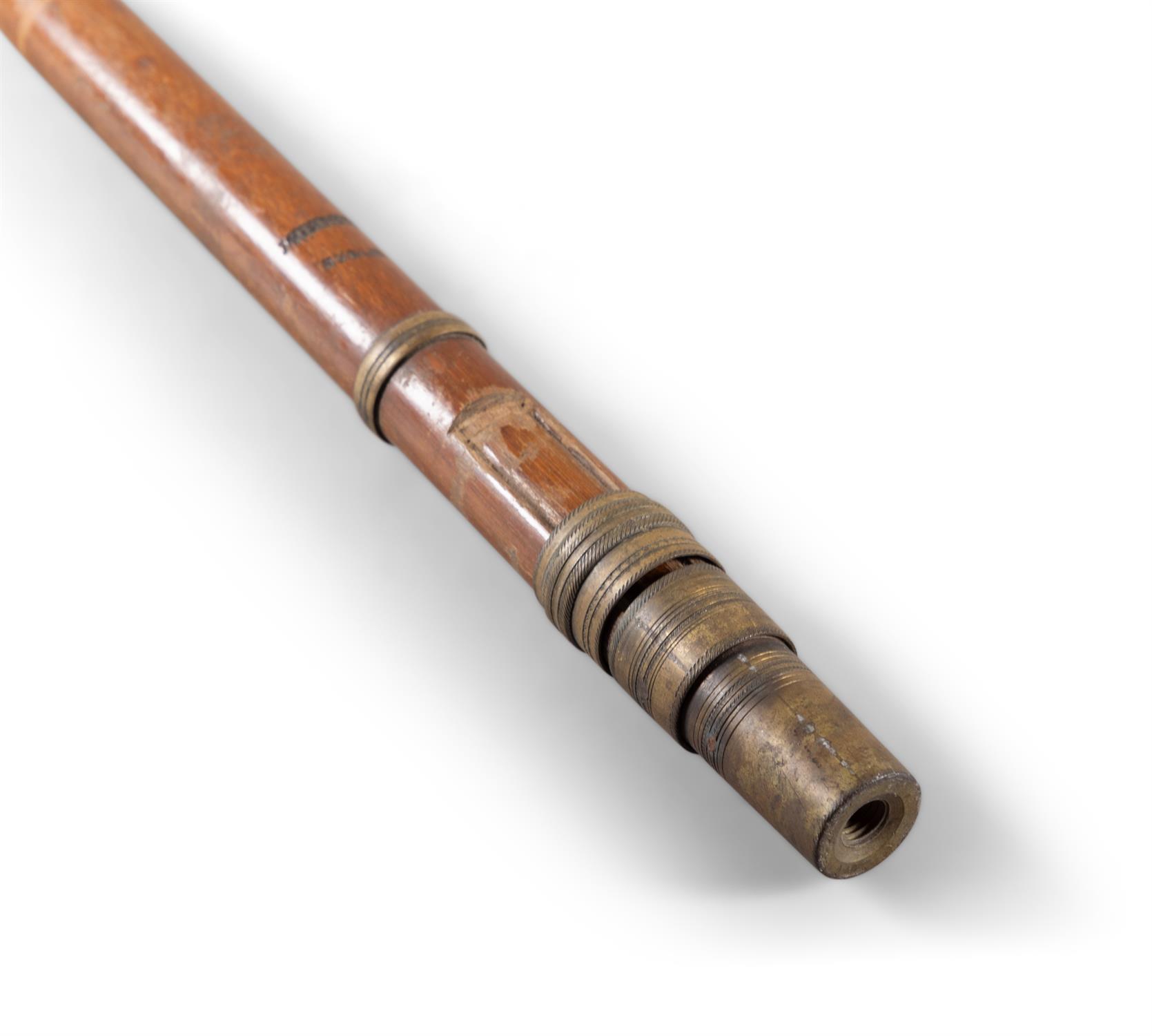 A VINTAGE FOUR PIECE 'SPLIT CANE' FISHING ROD BY A.E VERONA, CALCUTTA fitted with cork handle, - Image 7 of 8