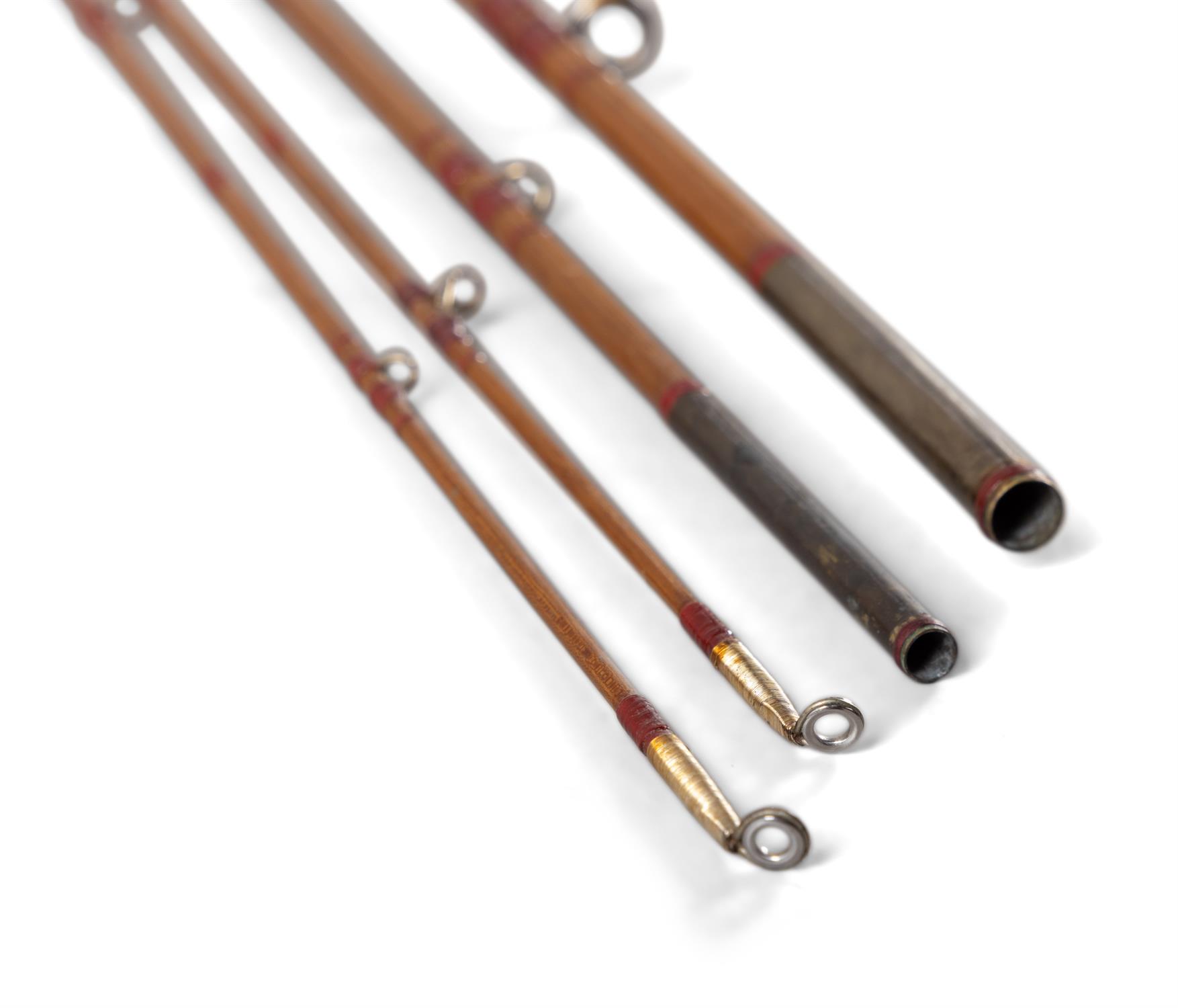 A VINTAGE FOUR PIECE 'SPLIT CANE' FISHING ROD BY A.E VERONA, CALCUTTA fitted with cork handle, - Image 2 of 8