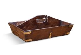 A STAINED OAK CUTLERY TRAY