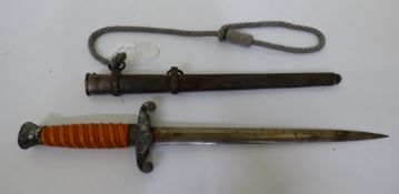 A German Wehrmacht Heer Army officer's dagger, the blade inscribed WKC, Solingen  10"L in a