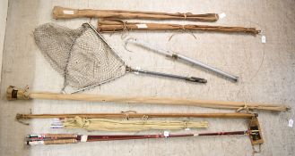 Vintage fishing equipment: to include a Hardy Bros 'The Perfection' palakona split cane two-part